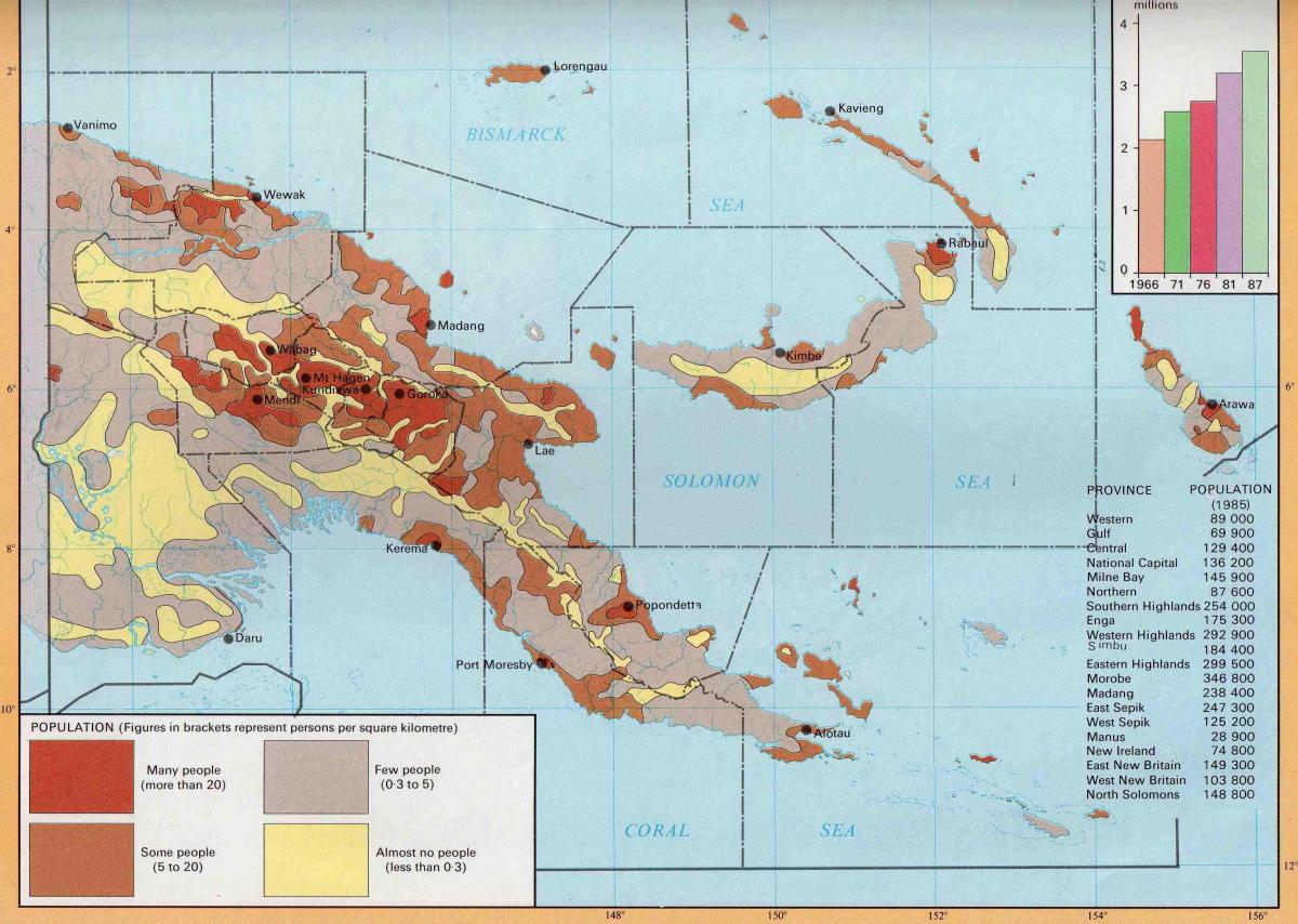 карта Папуа Новая Гвинея население