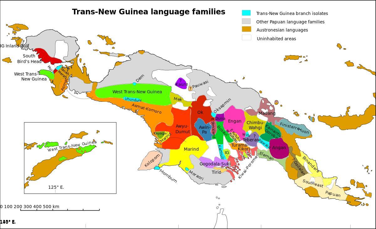 карта Папуа-Новой Гвинеи язык 