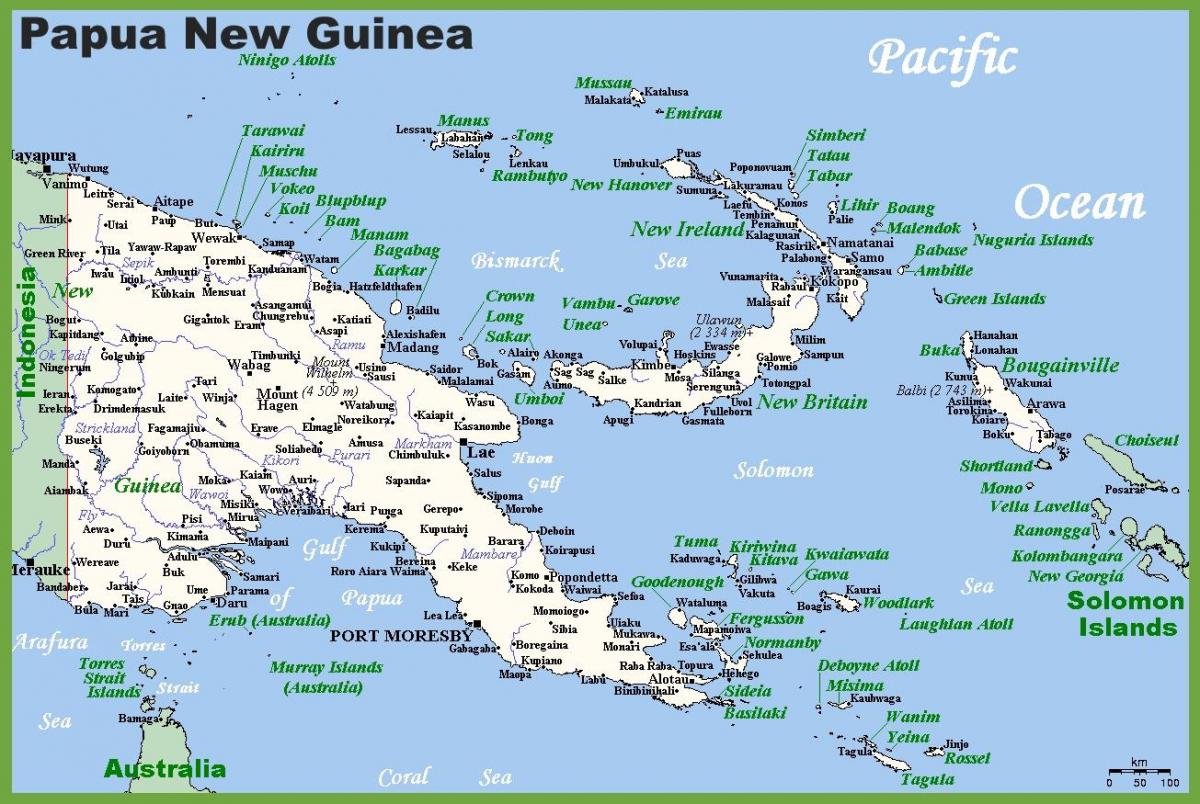 Папуа-Новая Гвинеи на карте 